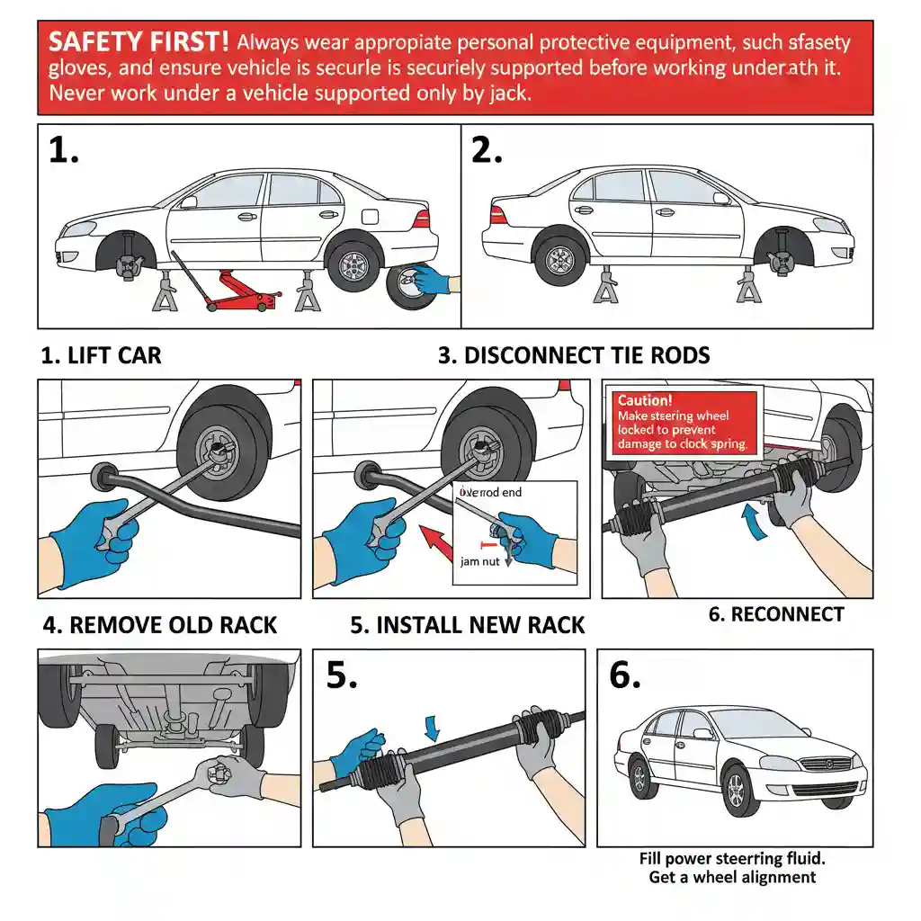 Stūres mehānisma nomaiņas shēma un galvenie mezgli